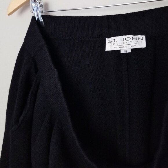 St. John Collection Santana Knit Pull On Pants Black Pleated Crop High Rise 16 - Picture 4 of 15